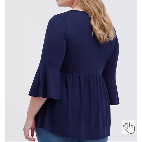 TORRID LACE UP EMBROIDERED BABYDOLL TOP - NAVY BLUE BOHO SIZE 4X NWT - Picture 3 of 5